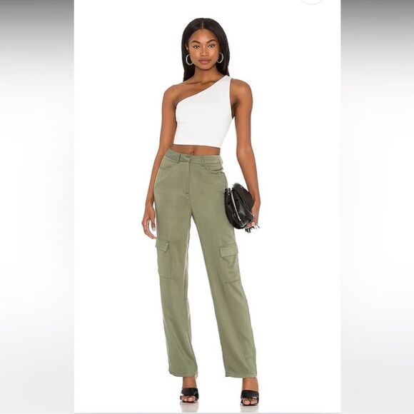 Revolve Superdown Mae Straight Cargo Pant in Olive Green NEW Size Small - Picture 1 of 9